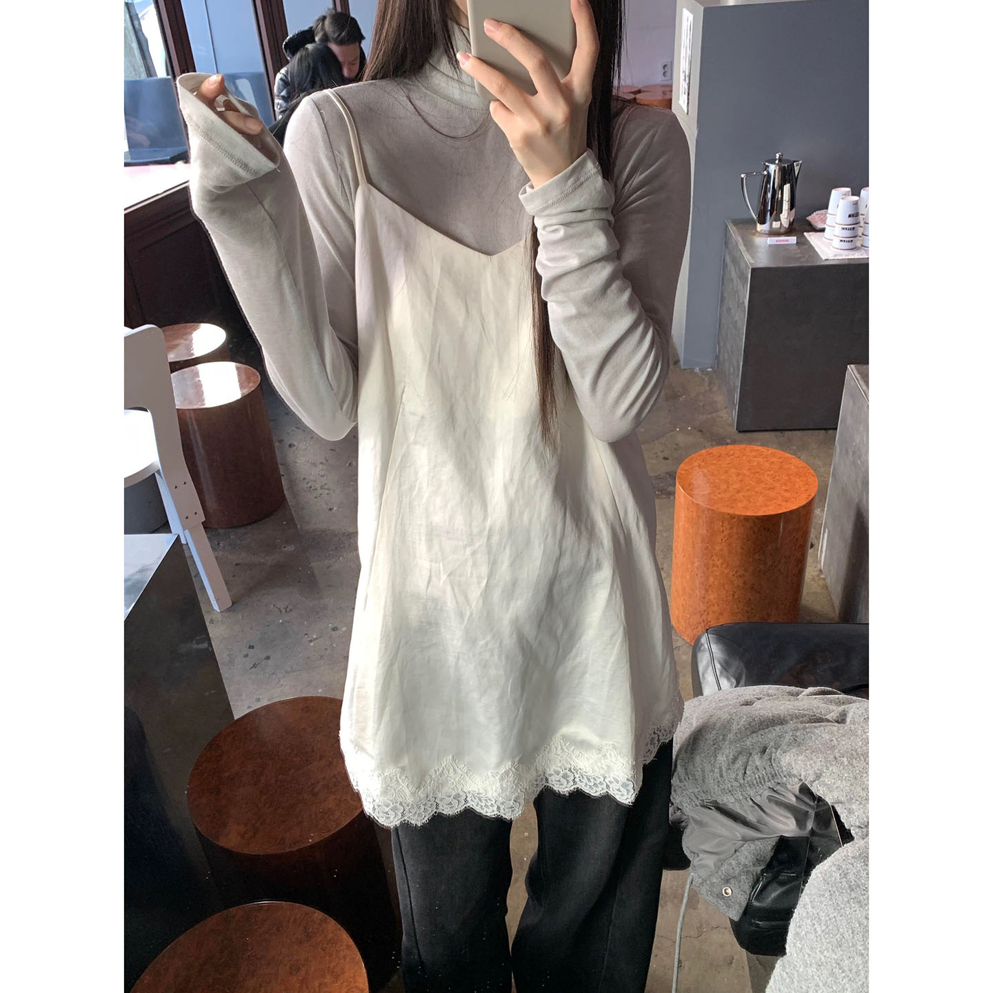 法式漂亮蕾丝花边拼接吊带裙背心女春装甜辣妹叠穿无袖中长款上衣