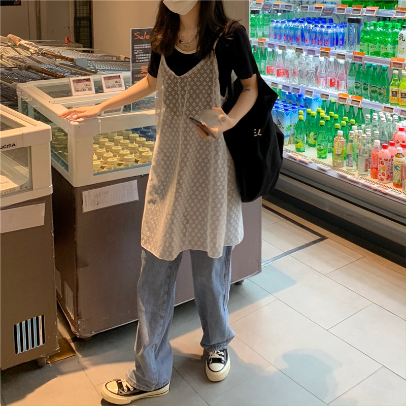 速发薄款罩衫吊带连衣裙20钩1新款夏季装气裙蕾丝2花碎花裙质子