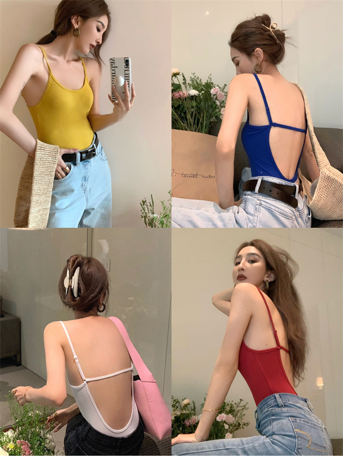 辣妹红色美背连体吊带背心