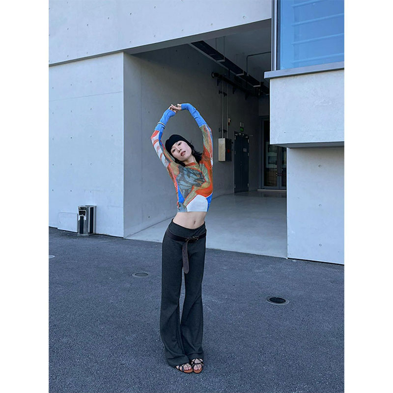 美式辣妹撞色修身上衣