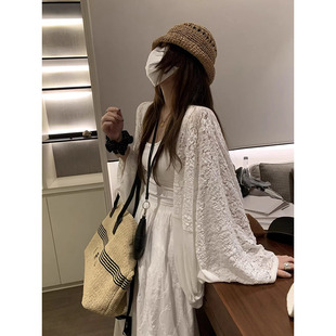 法式设计感蕾丝拼接长袖开衫女夏天薄款小众独特别致绝美防晒上衣