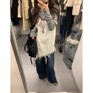 秋冬新款 v领不规则蕾丝花边背心吊带女丝绒叠穿屁帘连衣裙