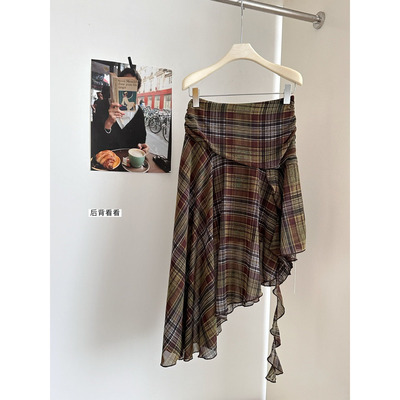 秋季设计感气质显瘦斜边中长裙