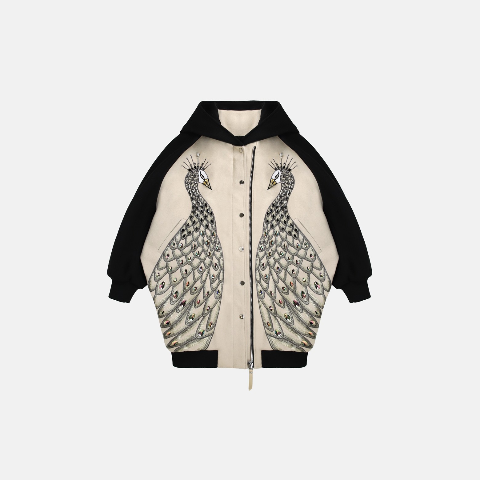 【侯允儿限定】NG·时尚丨设计师孔雀纹重工款毛呢大衣ZT13049-1