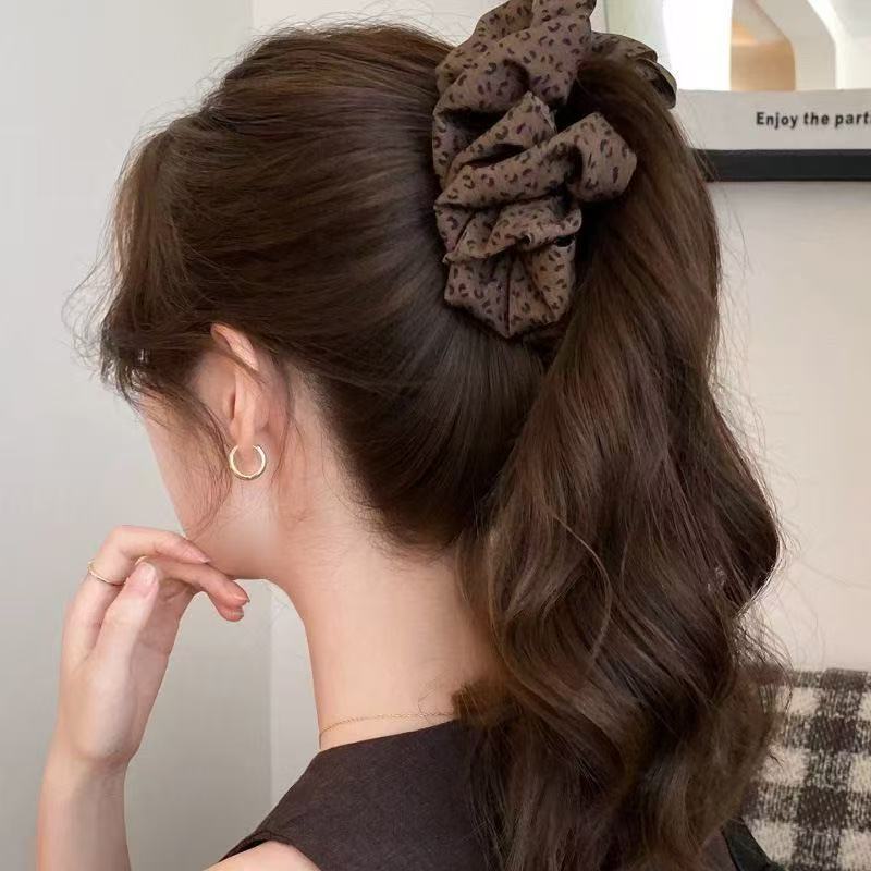 泡泡褶皱豹纹马尾夹蓬松后脑勺显发量香蕉夹竖夹半扎发抓扭扭横夹