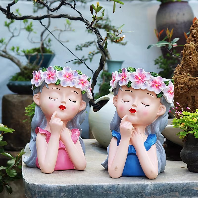 大号仙女花盆沉思多肉女孩盆栽阳台庭院花园装饰布置创意田园摆件