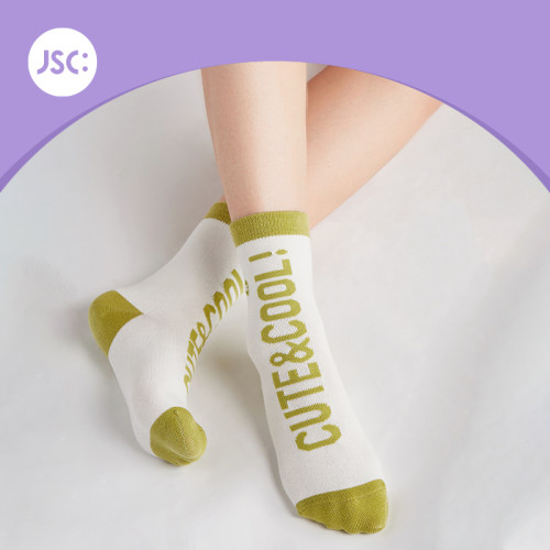 JSC女中筒字母撞色运动袜