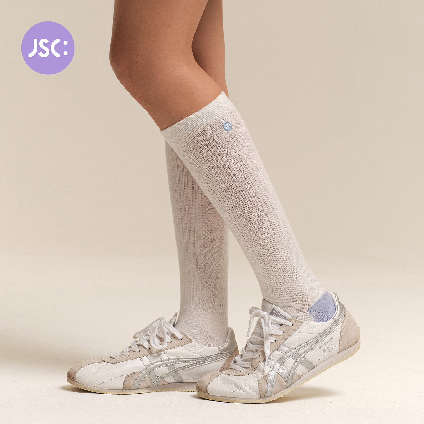JSC专业运动袜女长筒跑步健身羊毛膝下平板白色透气百搭小腿袜子