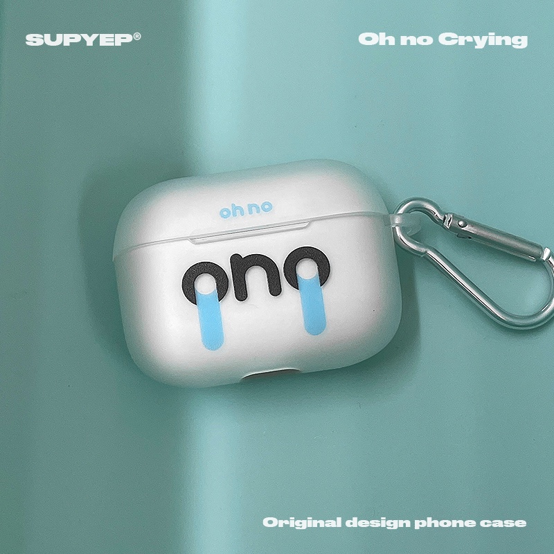 SUPYEP原创磨砂可爱哭泣趣味苹果Airpods4透明耳机套简约蓝色个性小众设计潮牌ins风保护壳Airpodspro3代新款
