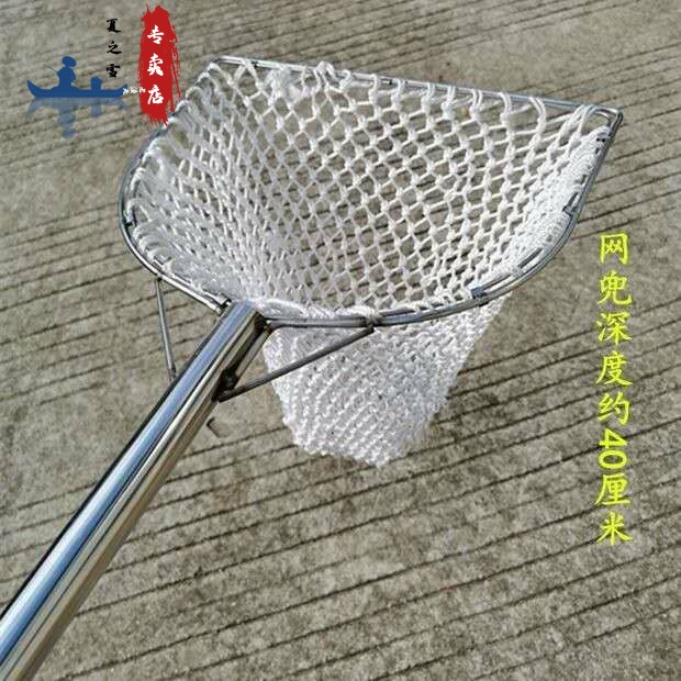 加厚不锈钢抄密网杆水产养殖捞网双框头鱼捞户外捞鱼工具网兜渔具