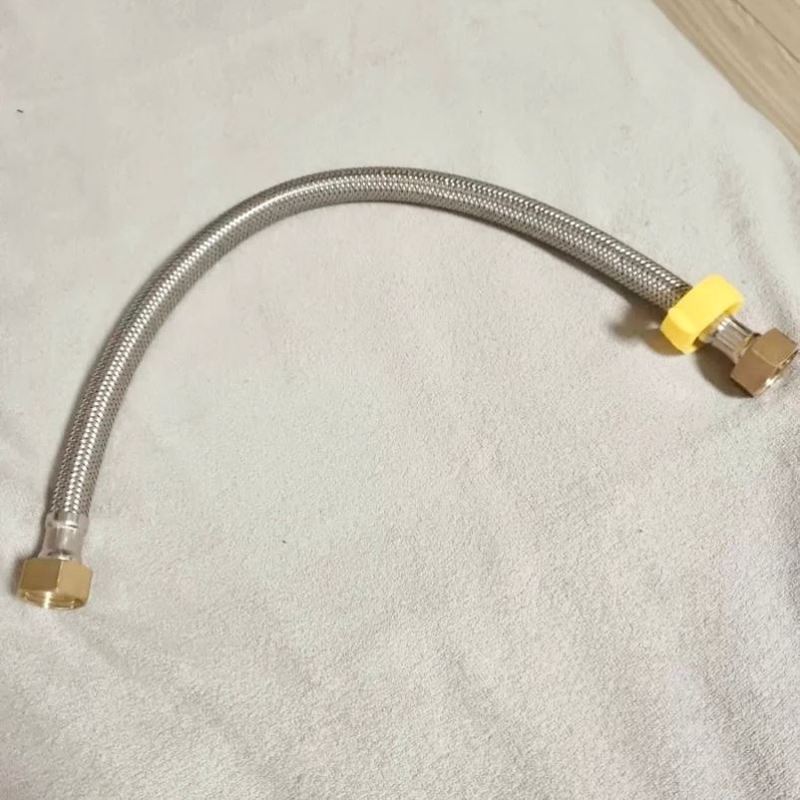 铜头进水软管304不锈钢上水4分进水管面盆龙头连接加厚防爆编织管