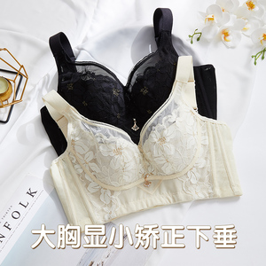 大胸显小胸内衣女调整型聚拢胸罩矫正收副乳防下垂全罩杯文胸薄款