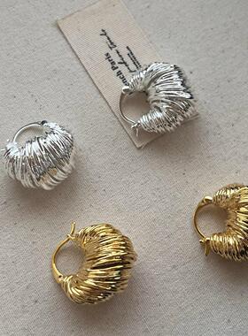 韩版x不规则缠绕线条U形耳扣欧美ins风小众设计高级感气质耳环