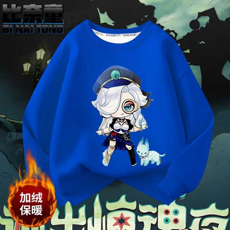 蛋仔派对逃出惊魂夜周边加绒卫衣儿童秋冬季哑女圆领卫衣女童上衣