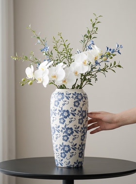 新中式青花瓷碎花花瓶客厅摆件