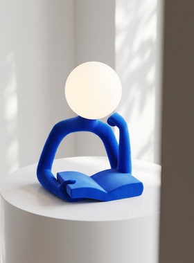 创意人物造型蓝色卧室床头台灯