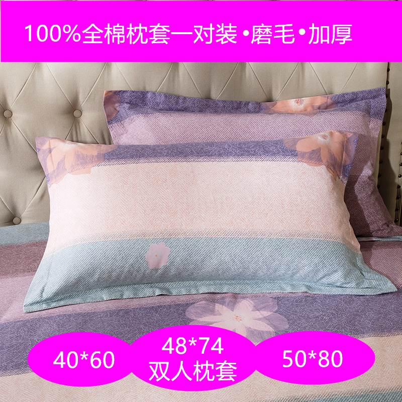 装枕套全棉50X80枕套小号15双人米大12加厚一对40X60号磨毛 床上用品 枕套 原图主图