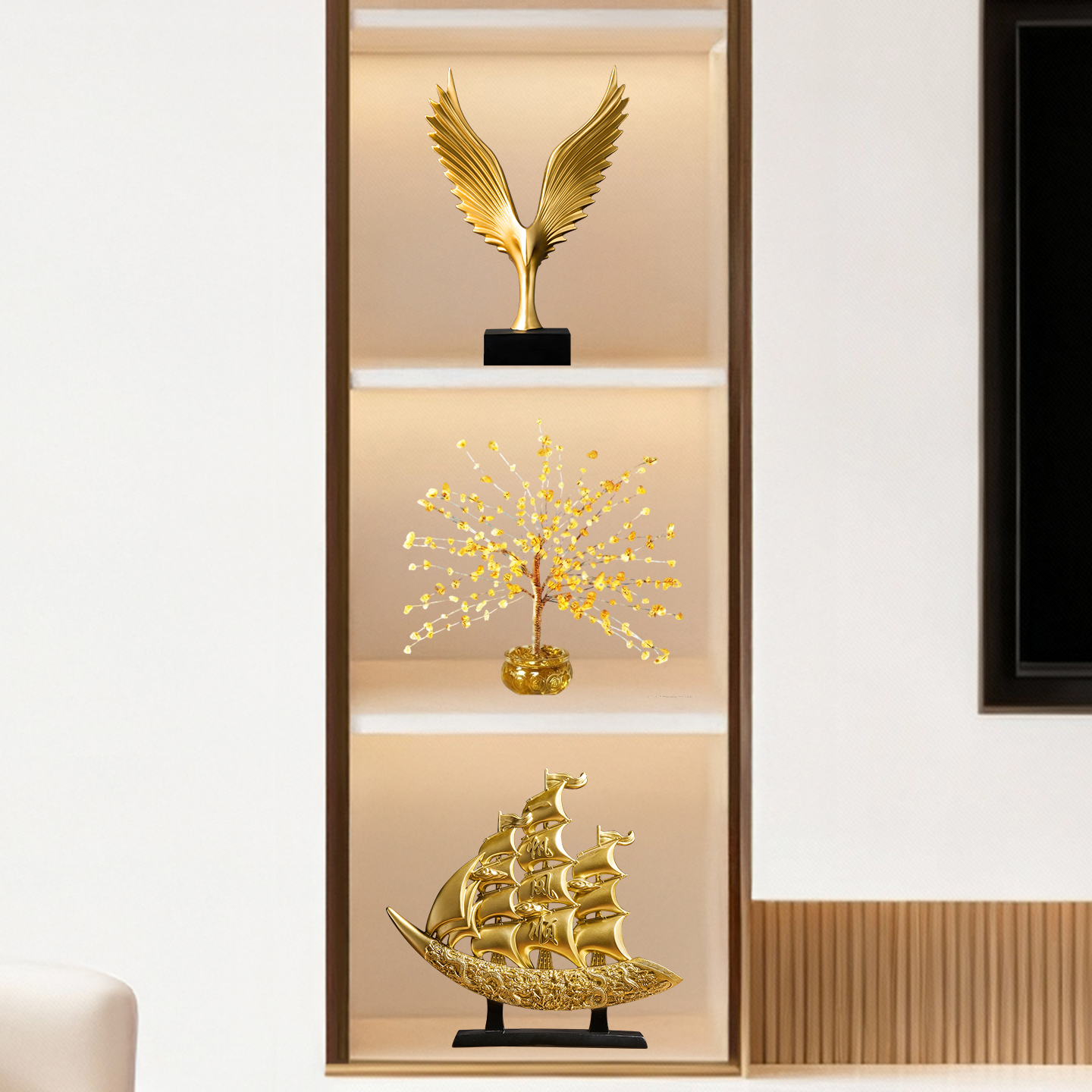 轻奢高档酒柜电视柜摆件高端大气