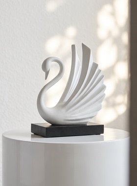 现代简约天鹅造型装饰摆件白色