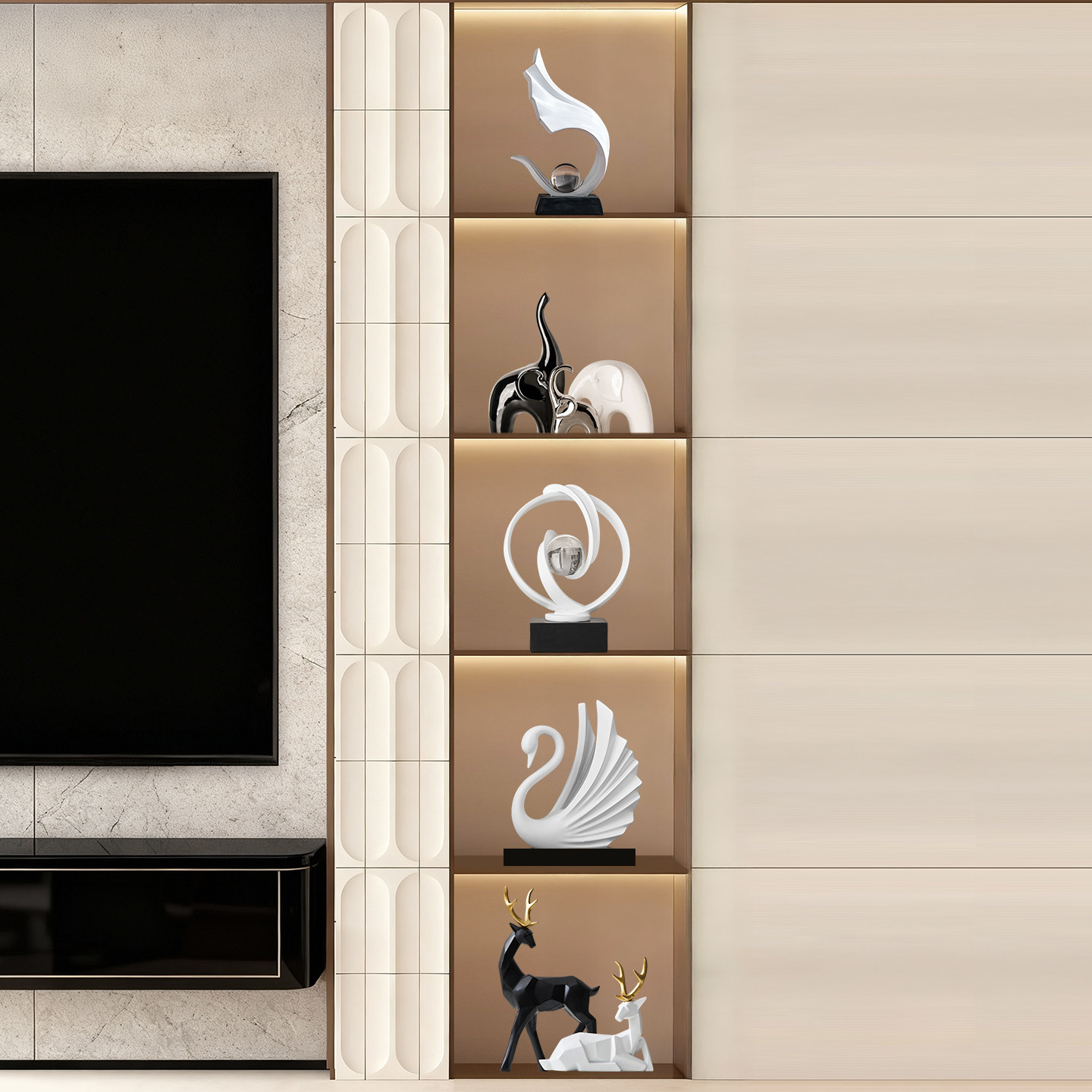 现代简约酒柜装饰品高级感小众家居客厅电视柜摆件高端大气上档次,家居饰品,装饰摆件,淘宝优惠券,粉丝福利购,淘宝优惠卷