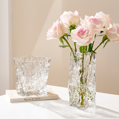 新款冰川花瓶透明轻奢风客厅餐桌