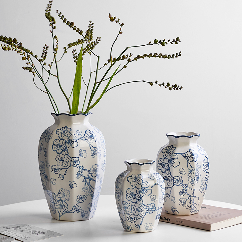 景德镇新中式青花瓷陶瓷花瓶复古