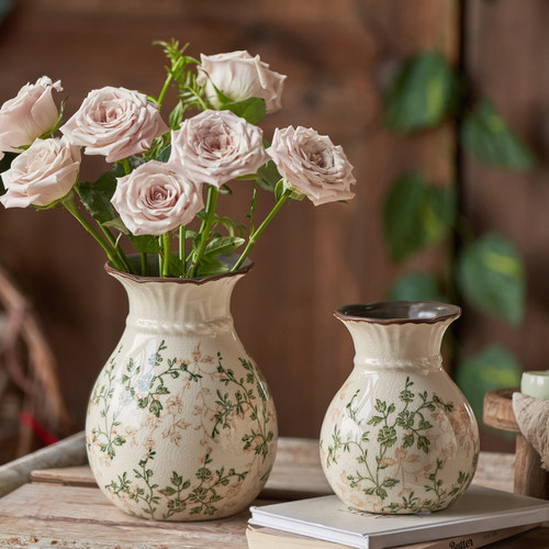 新款繁花复古陶瓷花瓶摆件客厅