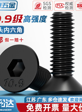 10.9级黑沉头内六角螺丝平头螺钉平杯螺栓M2M3M4M5M6M8M10M12-M20