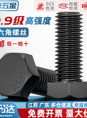 M6-M64 10.9级外六角螺丝高强度螺栓加长螺杆M8M10M12M14M16M18mm