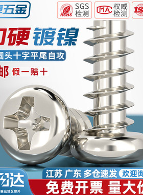 PB加硬铁镀镍圆头十字平尾自攻螺丝盘头电子木牙小螺钉M1M2M3M4M5