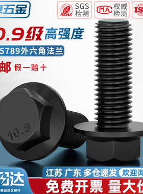 国标10.9级高强度法兰面外六角螺栓带垫防滑螺丝M4M5M6M8M10M12mm