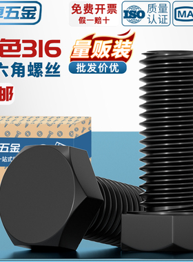 国标黑色304不锈钢外六角螺丝 镀黑锌发黑螺栓M3M4M5M6M8M10M12mm