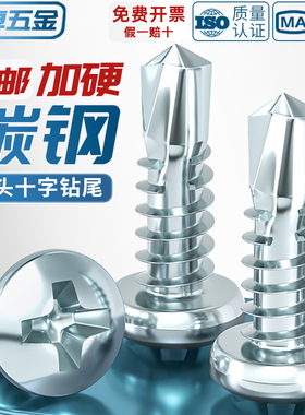 国标加硬镀锌圆头十字钻尾螺丝自钻自攻钉盘头燕尾丝专攻铁皮钢板