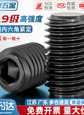 M3-M16 平端紧定螺丝12.9级内六角无头顶丝机米止付螺钉M4M5M6M8