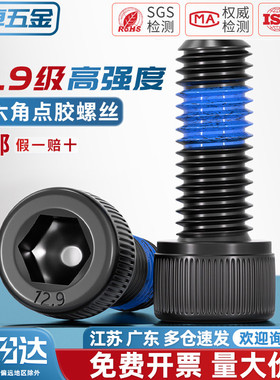 12.9级高强度内六角耐脱螺丝钉防松点胶防震涂胶螺丝M2M3M4M5M6M8