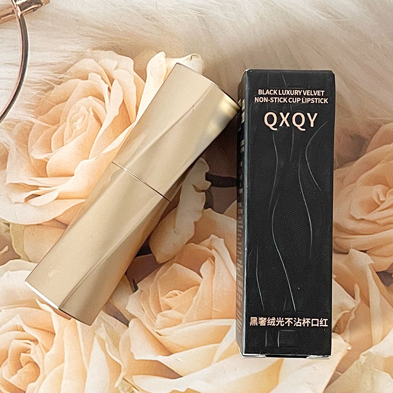 QXQY黑奢绒光不沾杯口红雾面哑光防水不脱色自然显白易上色多色可