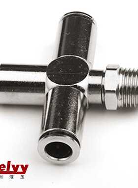 全铜镀镍十字四通螺纹接头PZAR-02/6-02气动PU气管分叉快插外螺纹