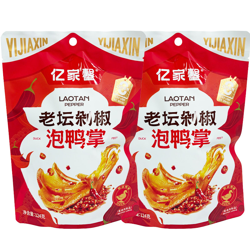 亿家馨老坛剁椒泡鸭掌小吃零食图片
