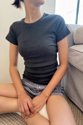 BrandyGirl新款美式简约Emma top纯棉修身bm短袖T恤女显瘦上衣潮