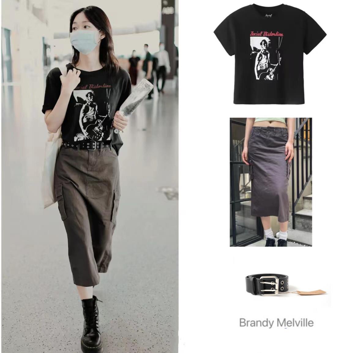 Brandy Girl段奥娟同款高腰工装半裙女bm中长款半身裙A字裙裹臀裙