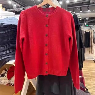 纯棉外套上衣潮 外搭长袖 BrandyGirl新款 圆领纽扣bm针织毛衣女开衫