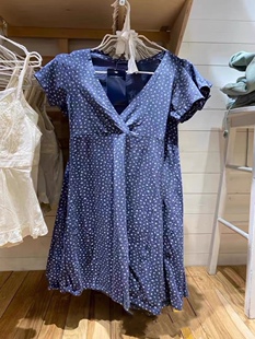 Brandy Girl美式复古交叉v领裙子bm碎花连衣裙性感显瘦修身中长裙