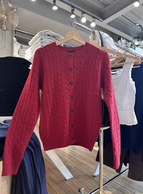 BrandyGirl欧阳娜娜同款麻花bm针织开衫女圆领修身毛衣外套上衣潮