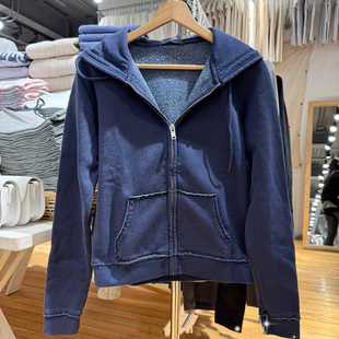 修身 拉链外套bm卫衣女中款 显瘦上衣潮 复古连帽开衫 BrandyGirl美式