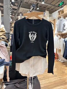 BrandyGirl新款美式十字架印花长袖修身bm打底衫辣妹上衣复古T恤