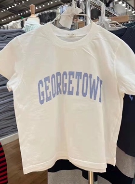 Brandy Girl新款GeorgeTown字母印花上衣bm短袖短款修身圆领T恤女