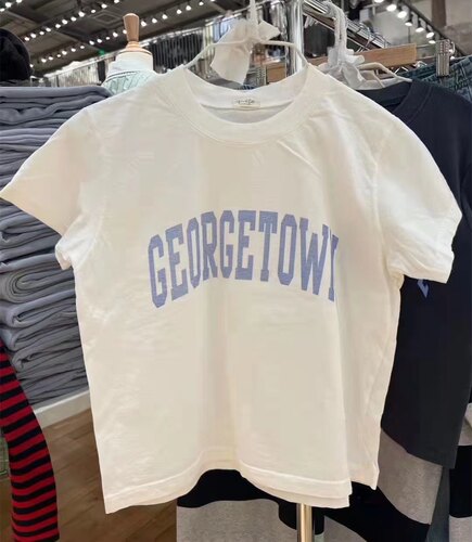 Brandy Girl新款GeorgeTown字母印花上衣bm短袖短款修身圆领T恤女