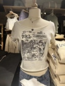 Girl漫画印花卷边短袖 女bm短款 T恤修身 Brandy 显瘦上衣虞书欣同款