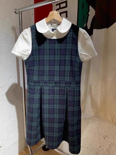 Brandy Girl甜美复古格子连衣裙bm长裙学院风收腰无袖背心裙女ins