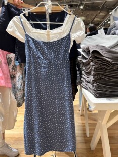 BrandyGirl新款美式复古bm碎花吊带裙连衣裙女系带收腰气质裙子潮